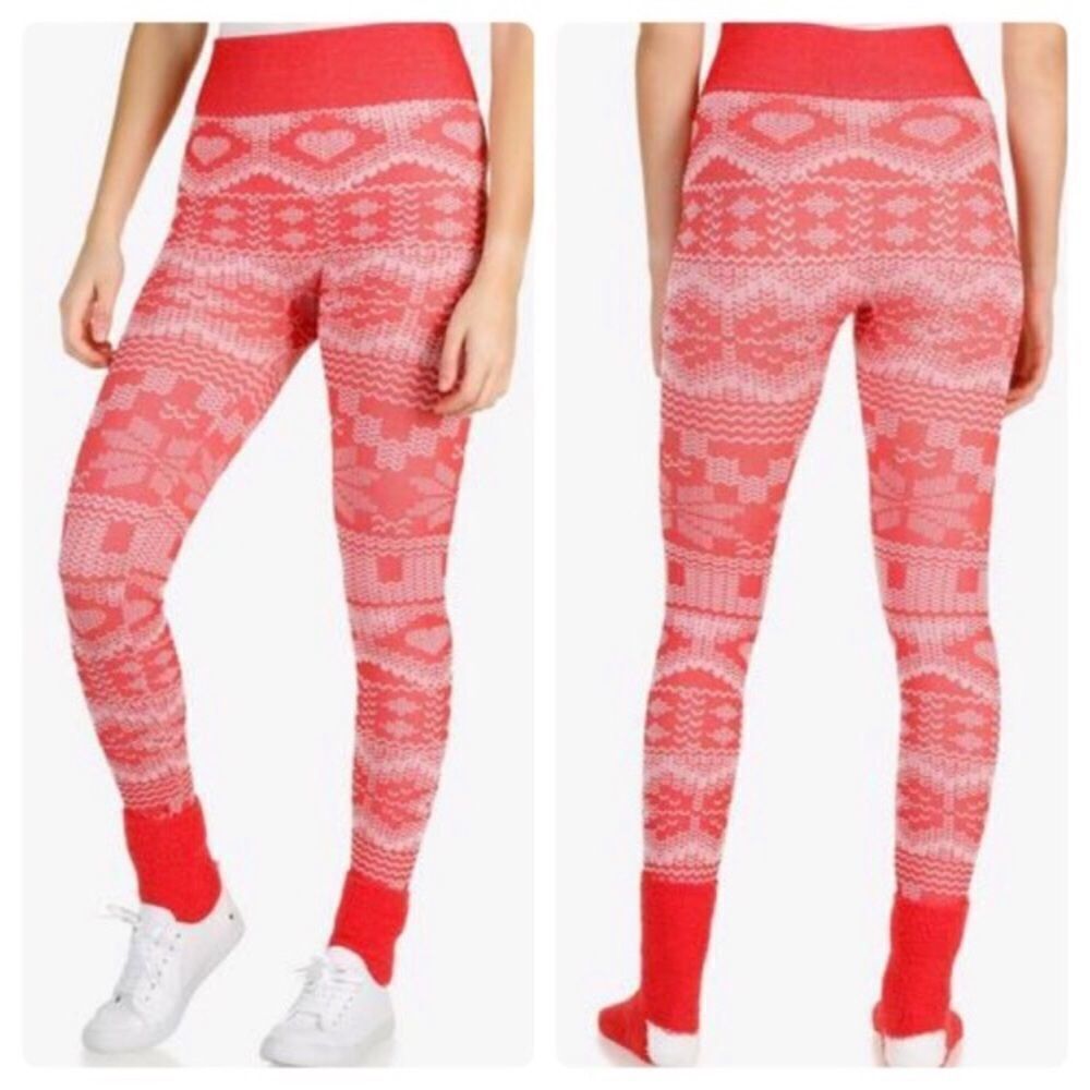 Derek Heart Holiday Print Leggings & Sock Set NWT
